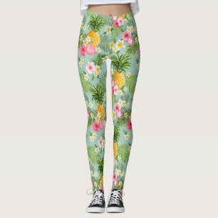 Tropische Blumen u. Ananas Leggings