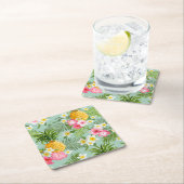 Tropische Blumen u. Ananas Rechteckiger Pappuntersetzer (Vor Ort)