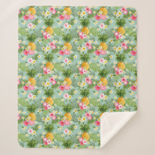 Tropische Blumen u. Ananas Sherpadecke