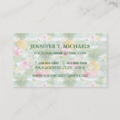 Tropische Blumen u. Ananas-Streifen | addieren Visitenkarte (Rückseite)