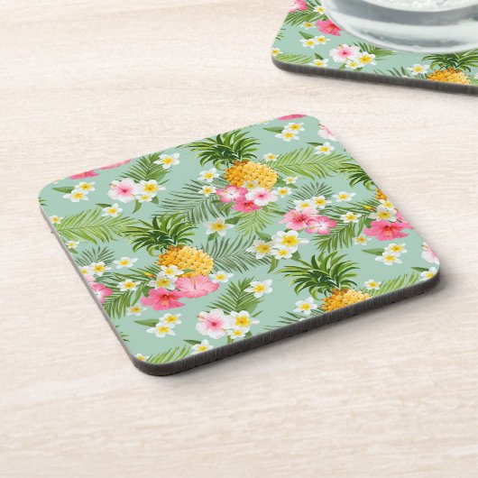 Tropische Blumen u. Ananas Untersetzer (Linke Seite)