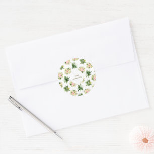 Tropische Blumen und Blätter Dschungel-Baby-Party Runder Aufkleber