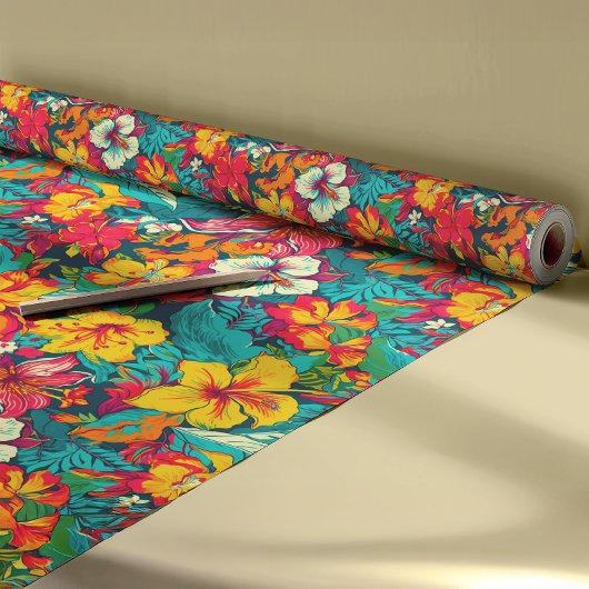 Tropische Blumen und Blätter Muster Geschenkpapier
