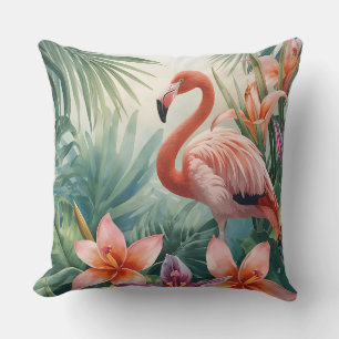 Tropische Blumen und Flamingo Kissen