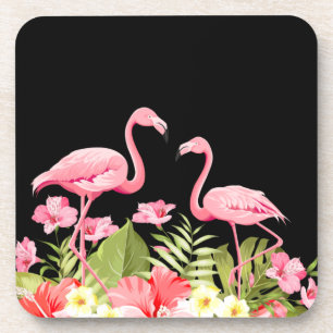 Tropische Blumen und Flamingos Design Getränkeuntersetzer
