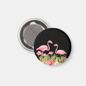 Tropische Blumen und Flamingos Design Magnet (Vorderseite/Rückseite)
