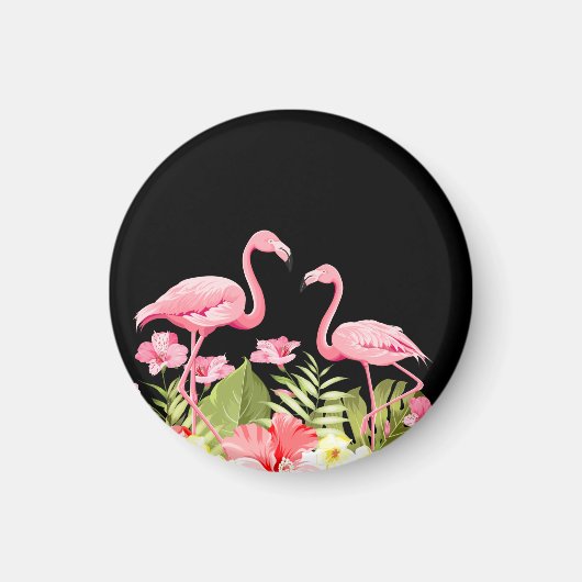 Tropische Blumen und Flamingos Design Magnet (Vorne)