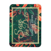 Tropische Blumen- und Goldrahmen-Hochzeit retten d Magnet (Vertikal)