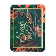 Tropische Blumen- und Goldrahmen-Hochzeit retten d