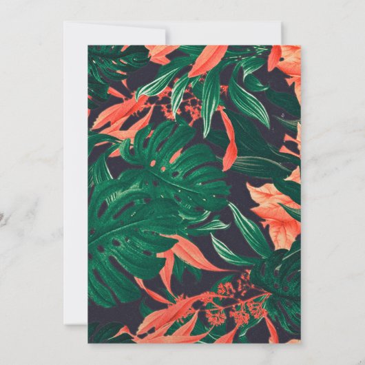 Tropische Blumen- und Goldrahmen-Hochzeit retten d Save The Date (Rückseite)