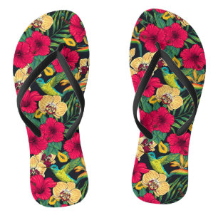 Tropische Blumen und Kolibri - Sommer Botanica Badesandalen