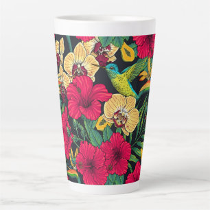 Tropische Blumen und Kolibri - Sommer Botanica Milchtasse