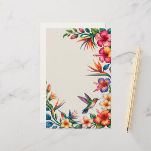 Tropische Blumen und Kolibris Briefpapier