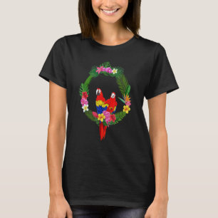 Tropische Blumen Vogel Tier Floral Ara Papagei T-Shirt