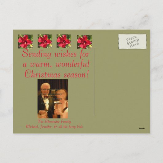 Tropische Blumen-WeihnachtsFotokarte Feiertagspostkarte (Rückseite)