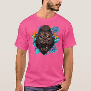 Tropische Blumen Wildtiere Affe Menschenaffe Zoo T T-Shirt