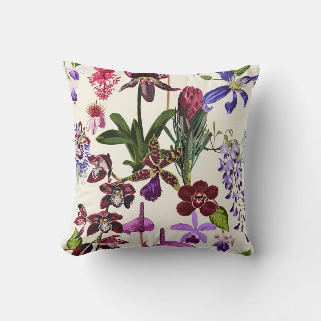 Tropische Blumendarstellung mit Blume. Kissen (Vorderseite)