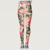 Tropische Blumendrucke, Vögel, Schmetterlinge Leggings (Vorderseite)