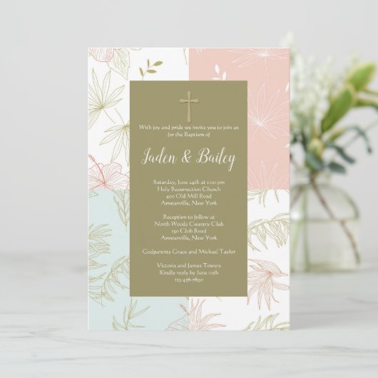 Tropische Blumeneinladung Einladung (Stehend Vorderseite)