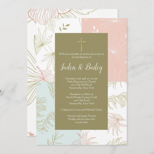 Tropische Blumeneinladung Einladung (Vorne/Hinten)