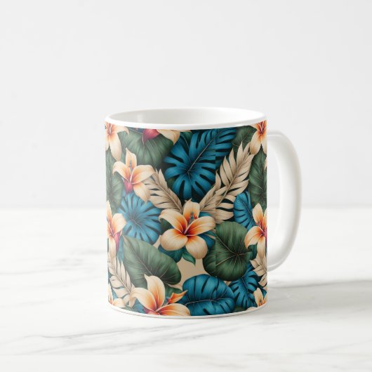 Tropische Blumenfantasie Kaffeetasse (VorderseiteRechts)