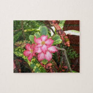 Tropische Blumenfiesta - klares Rosa Puzzle