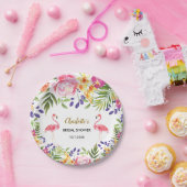 Tropische Blumenflamingo-Sommer-Blumen 7" Platte Pappteller (Party)