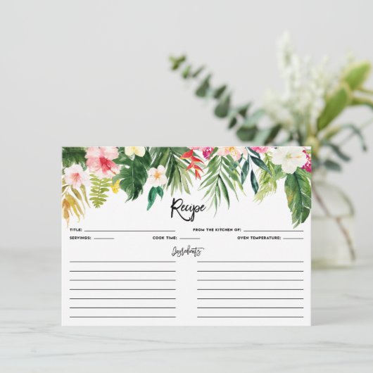 Tropische Blumengarten Weinkarte (Stehend Vorderseite)