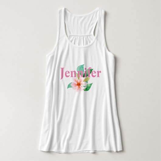 Tropische Blumengrün hinzufügen Tank Top (Design Vorderseite)