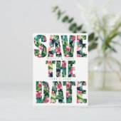 Tropische blumenhawaiianische Hochzeit rettet das  Ankündigungspostkarte (Stehend Vorderseite)