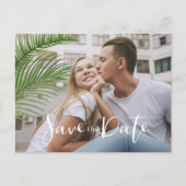 Tropische Blumenhochzeit Sichern Sie das Datum ID4 Ankündigungspostkarte (Vorderseite)