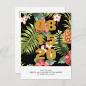 Tropische Blumenhochzeit Sichern Sie das Datum Pos Ankündigungspostkarte (Vorne/Hinten)