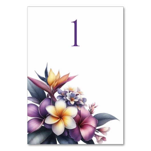 Tropische Blumenkarte Tischnummer (Vorderseite)