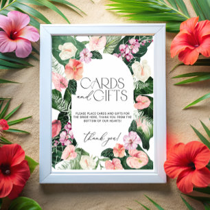 Tropische Blumenkarten und Geschenke Bridal Poster