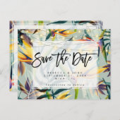 Tropische Blumenlampen Hochzeit speichern Sie die Ankündigungspostkarte (Vorne/Hinten)