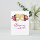 Tropische Blumenmasquerade Save the Date Ankündigungspostkarte (Stehend Vorderseite)