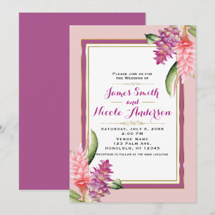 Tropische Blumenorchidee Lila & pink Chic Hochzeit Einladung