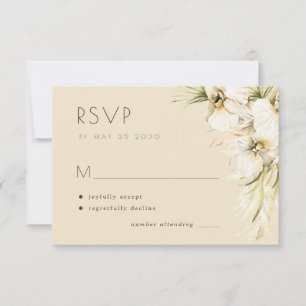 Tropische Blumenpampasgras Elegante Hochzeit RSVP Karte
