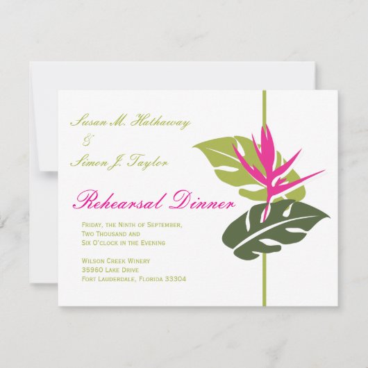 Tropische BlumenProben-Abendessen-Einladung - Gree Einladung (Vorderseite)
