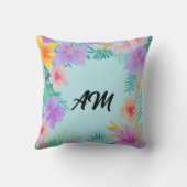 Tropische Blumenrabatte Sommerästhetik Kissen (Rückseite)