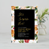 Tropische Blumenüberraschung Erwachsene 60. Geburt Folieneinladung (Stehend vorne)