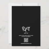 Tropische Blüte auf Black QR Code Hochzeit Einladung (Rückseite)
