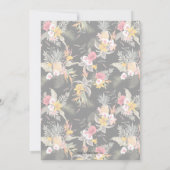 Tropische Blüte auf schwarzer Hochzeit Sichern Sie Save The Date (Rückseite)