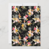 Tropische Blüte auf schwarzer Hochzeit Sichern Sie Save The Date (Rückseite)