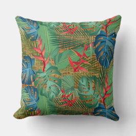 Tropische Blüte auf Wicker Print Kissen