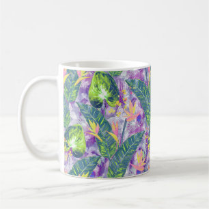 Tropische Blüte, botanisch, lila, grün, rosa, fl Kaffeetasse