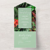 Tropische Blüte, Erdfarben, modern, Hochzeit All In One Einladung (Innen)