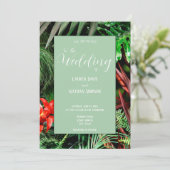 Tropische Blüte, Erdfarben, modern, Hochzeit Einladung (Stehend Vorderseite)