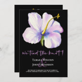 Tropische Blüte getickt den Knot Just Married Beac Einladung (Vorne/Hinten)