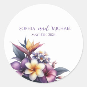Tropische Blüte - Hochzeitsticker Runder Aufkleber